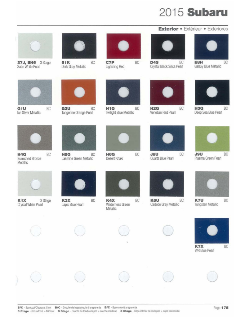 2015 Subaru Paint Charts Martin-Senour 1